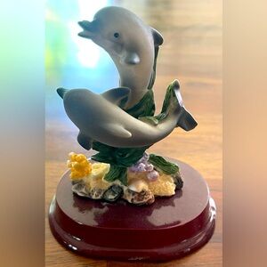3/$15 Beautiful Colorful Dolphin Kelp Coral Collectible Figurine Wooden Stand